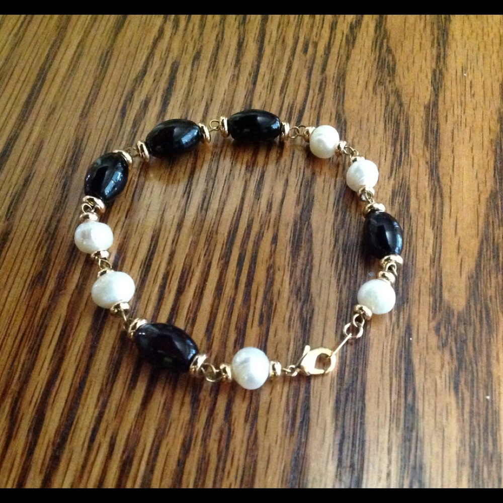 18k GP Black Onyx lucky charm bracelet